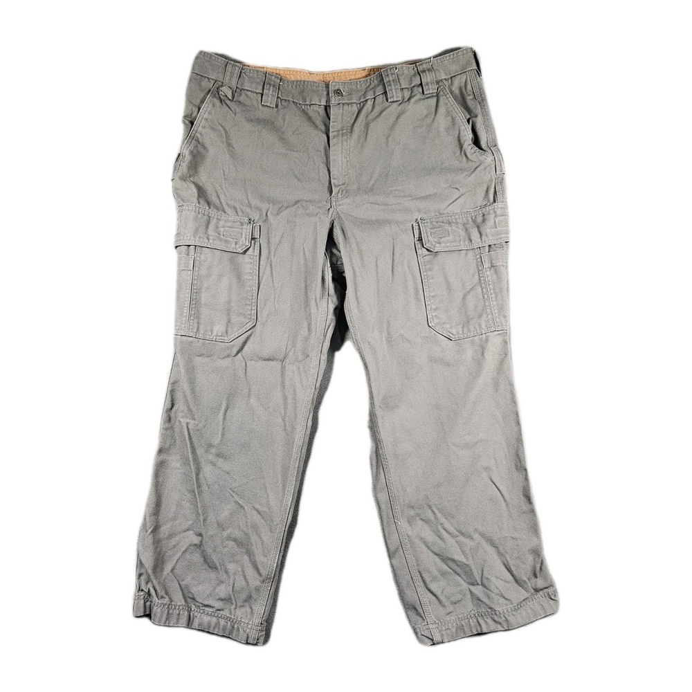 Duluth Trading Co Fire Hose Work Pants Mens 42x30 Gray Cargo Utility 100% Cotton
